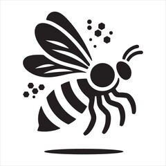 Intricate silhouettes a cute Bee vector Illustration with white background.