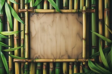 Bamboo tropical frame template background with copy space