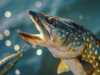 Fish with lure in its mouth