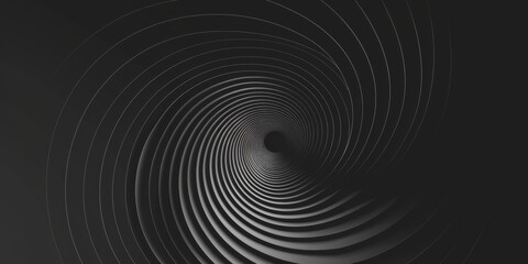 Obraz premium Abstract spiral line background, simple flat illustration of circular lines in dark gray on a black background Generative AI