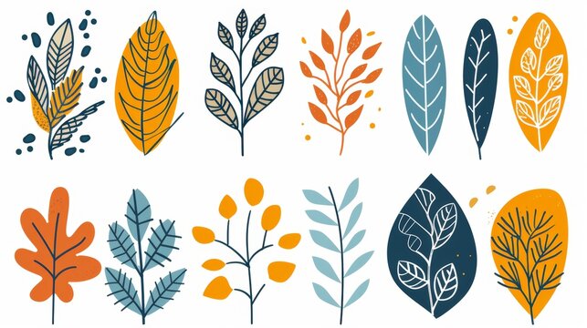 Autumn leaves collection in a vibrant color palette