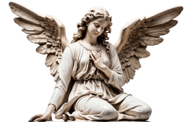 statue of angel isolated on transparent background, png file