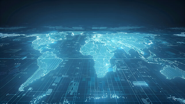 mapa del mundo continentes mapa digital virtual con datos digitales de informacion y tecnolog&iacute;a