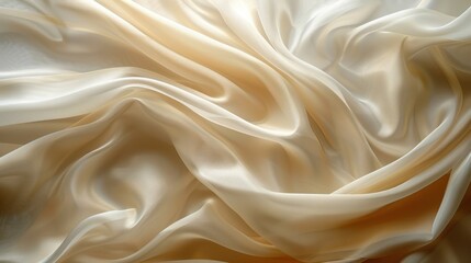 Luxurious close-up of smooth white silk fabric with elegant folds and soft texture, perfect for fashion and textile themes.