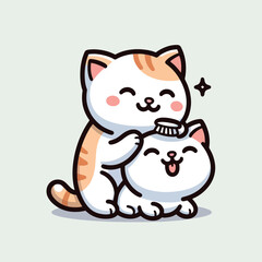 Cat grooming another cat