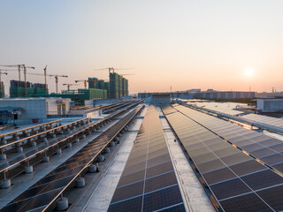 view of solar power panels on rooftop
