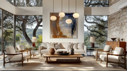 Home interior view of living and dining rooms
