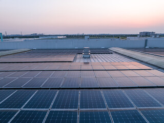 view of solar power panels on rooftop