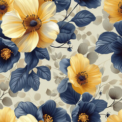 seamless botanical flower vintage pattern on dusty