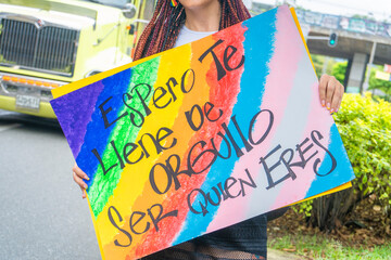 Medellín, Antioquia - Colombia. July 4, 2021. Colombians walk through the Gay Pride parade