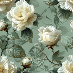 seamless botanical flower vintage pattern on dusty