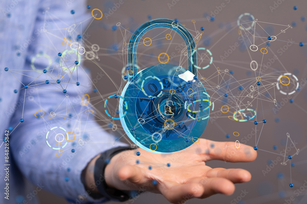 Poster personal data security illustrates cyber data or information