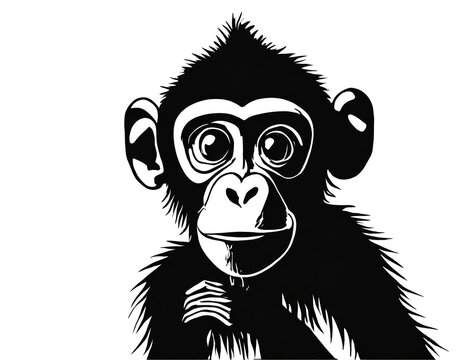 schwarz Silhouette Kontrast affe icon isoliert auf wei&szlig;en Hintergrund, Freisteller 