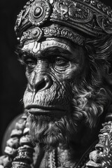 Fototapeta premium Monkey Statue with Hat Close Up