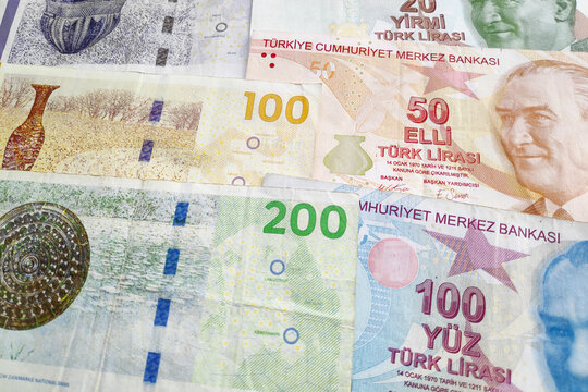 Stack of Danish Kroners and Turkish Liras