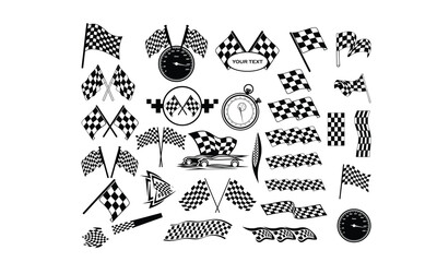 Racing flag  Vector bundle, Clipart, Silhouette, Vector, icons, illustration, design.