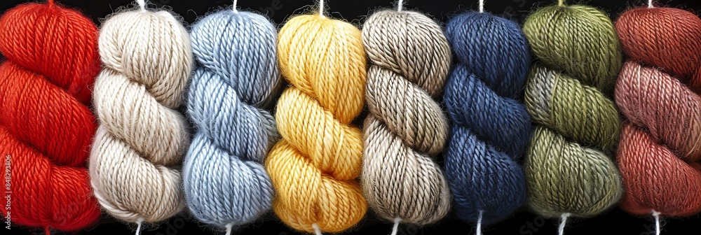 Aufkleber vibrant yarn rolls creating a colorful background display of various hues and textures