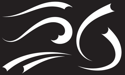 Typographic swash and swooshes tails. Retro swishes and swashes for athletic typography, logos, baseball font