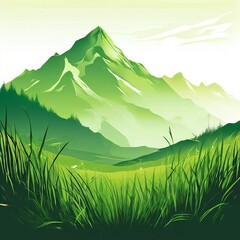 landscape with mountains and landscape with grass.