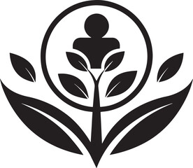 Ecology and healing logo illustration black and white