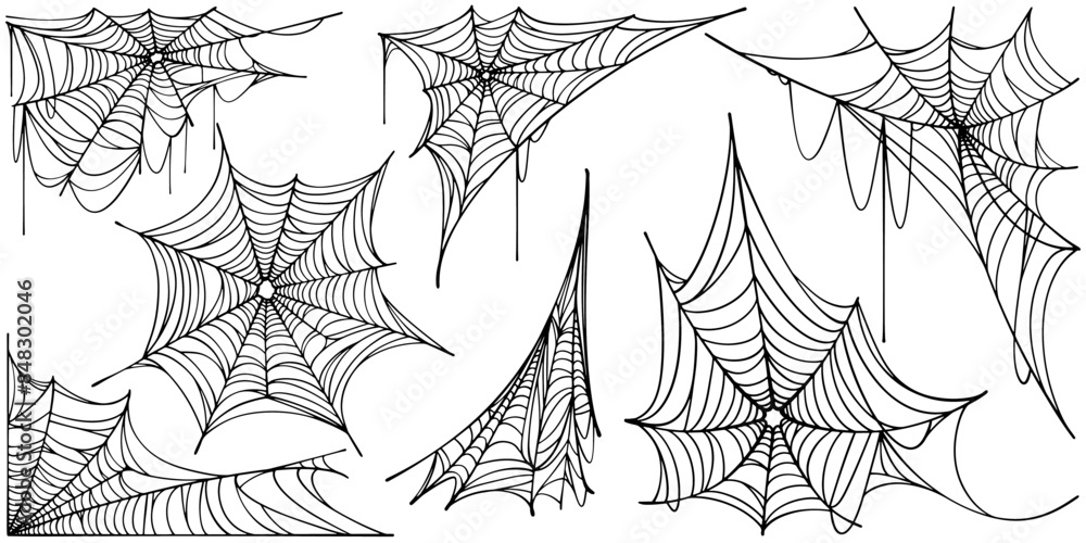 Canvas Prints halloween spider web isolated on transparent background. hector venom cobweb set. vector illustratio