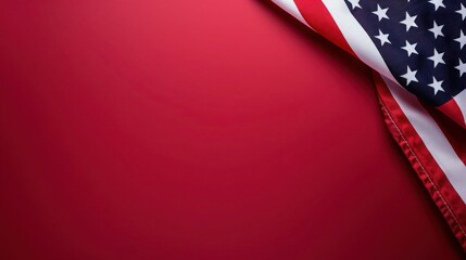 plain crimson background with a USA flag theme in the corner and copy space for text on the bottom