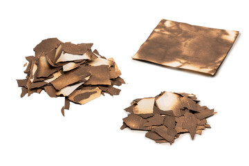 Burnt paper isolated on a white background.