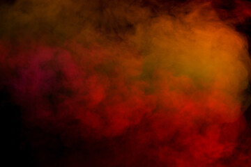 Orange and red steam on a black background.