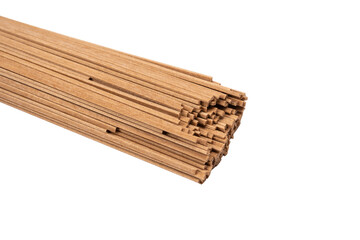 Buckwheat noodles isolated on a white background.
