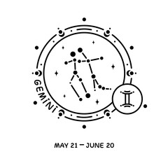 Gemini zodiac sign. Celestial constellation