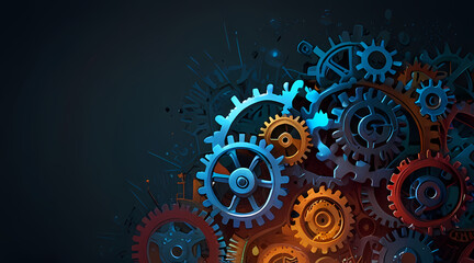 Background With a Pattern Theme of a Collection of Gears and Brains