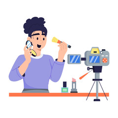 A flat style illustration of makeup influencer 