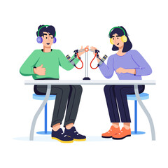 Trendy flat illustration of podcast show 