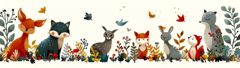 Animal Friends Greeting Card Cute animals around the borders with space in the center