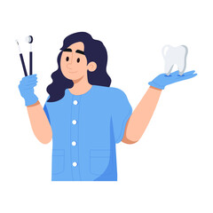 Here’s a flat illustration of a female dentist 
