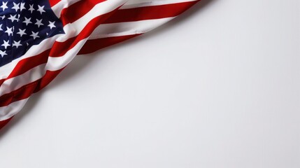 plain ivory white background with a USA flag theme in the corner and copy space for text on the top