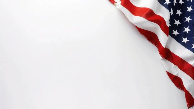 plain ivory white background with a USA flag theme in the corner and copy space for text on the top