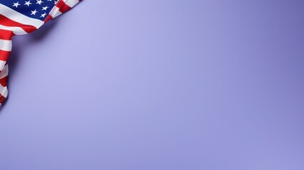 plain lavender blue background with a USA flag theme in the corner and copy space for text on the right