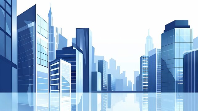 Blank section on a modern business discount banner, sleek typography, corporate buildings, contemporary design