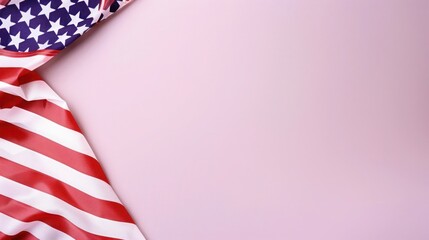 Obraz premium plain mauve background with a USA flag theme in the corner and copy space for text on the bottom