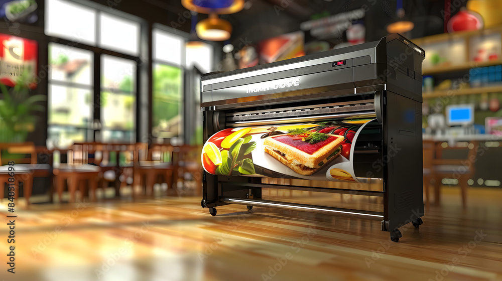 Poster professional large format printer on transparent background