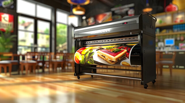 Professional large format printer on transparent background