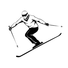 olympic freestyle skiing, skier, mid-air, jump, skill, line drawing, transparent