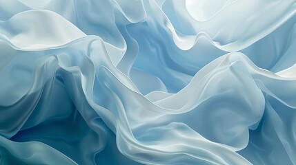 Fototapeta premium Abstract image featuring light blue and white flowing fabric, creating a sense of elegance and softness. Perfect for backgrounds and artistic designs.
