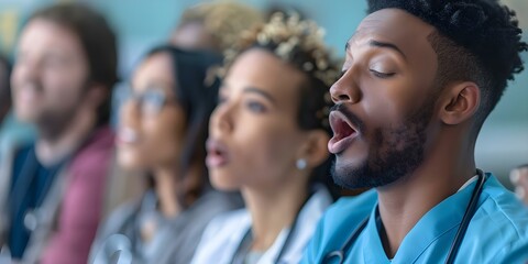 Obraz premium Seeking Medical Assistance for Swollen Tongue Discomfort Caused by Allergies or Edema. Concept Medical Consultation, Tongue Swelling, Allergies, Edema, Symptom Relief