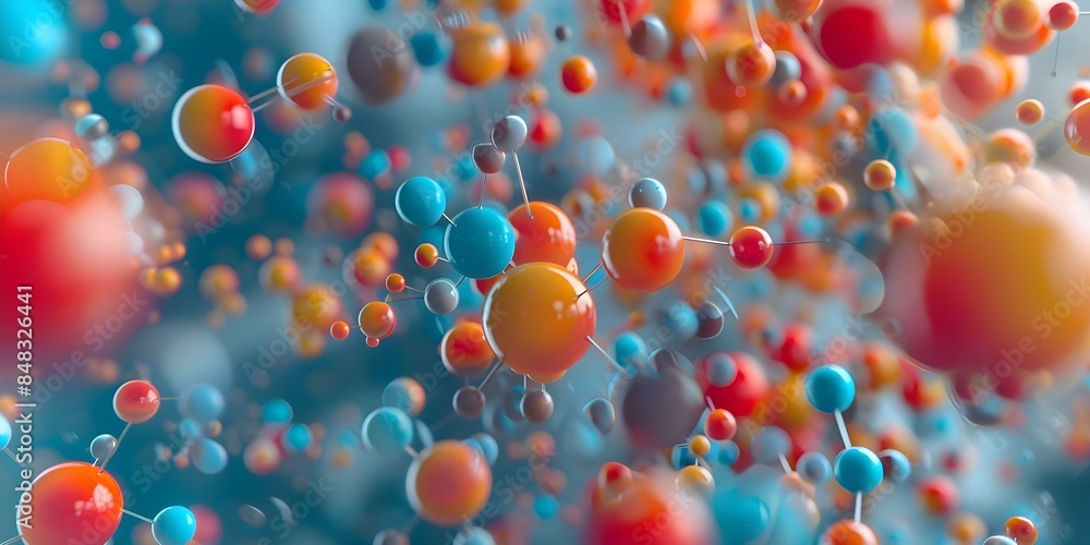 Poster explore atoms and molecules uncovering the fundamental building blocks of matter. concept particle p
