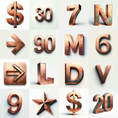 Naklejka premium Patina copper metal Lettering Typeface. AI generated illustration