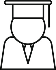 Simple line drawing of a graduate student wearing a cap and gown