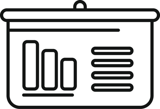 recommend clip art: Simple icon of a projection screen showing an infographic chart