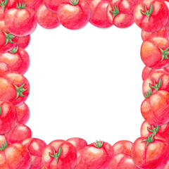Watercolor border square frame with tomatoes